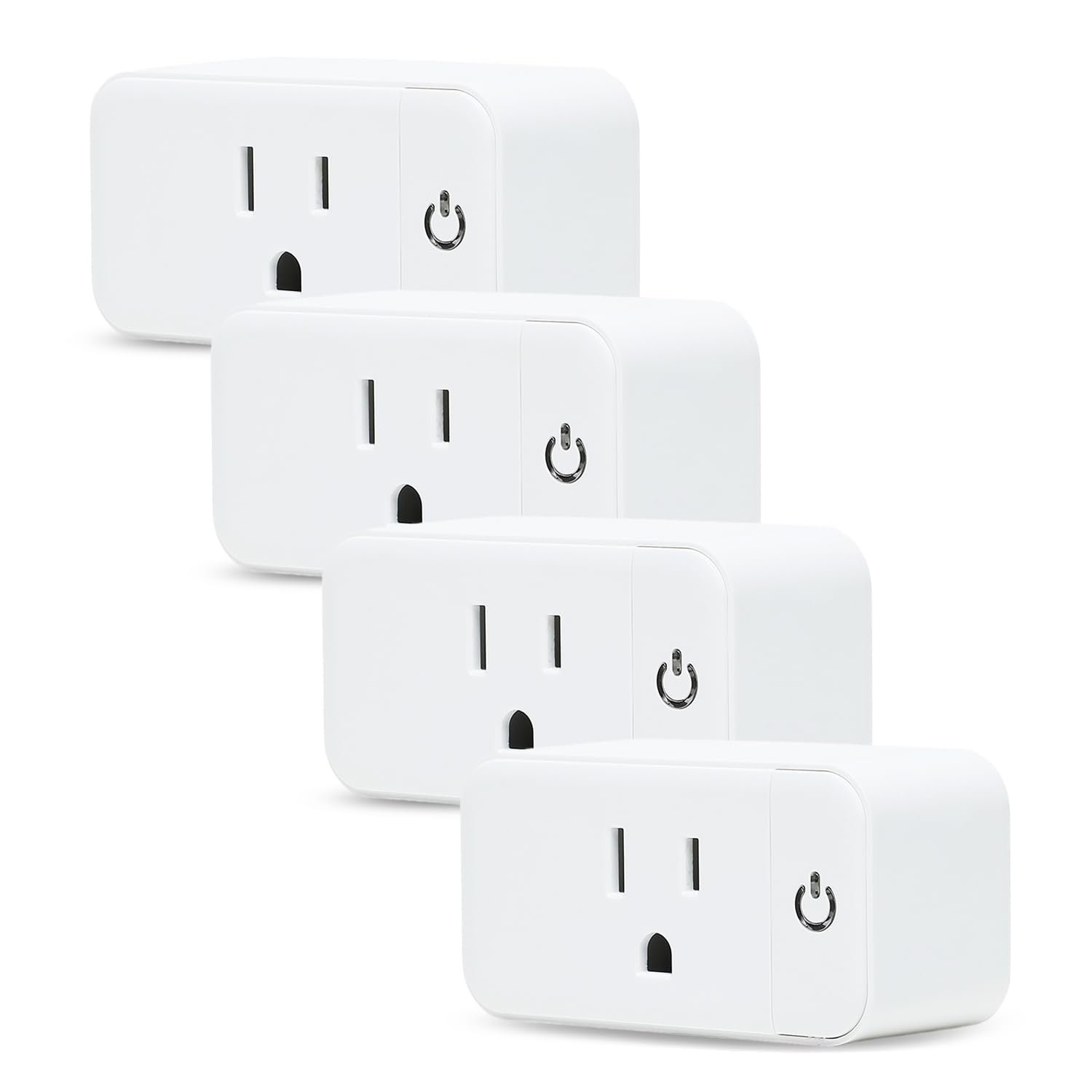 Lunabode LED 4 Pack Smart Home Wi-Fi Plugs – Alexa & Google Home Compatible, White, Toggle Switch, Automatic Operation