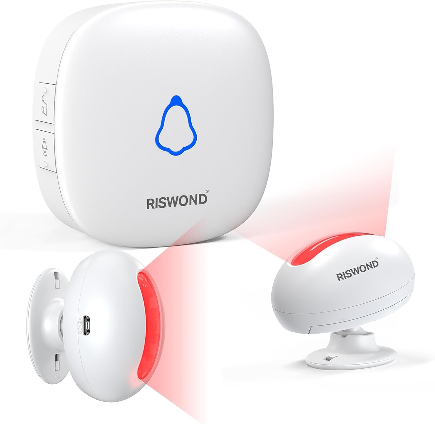 Wireless Motion Sensor Door Chime: Indoor Motion Detector Alarm Business Entry Doorbell Store Entrance Alert Bell Buzzer (1000Ft Range, 32 Tunes, 5 Level Volume) 2 Sensors 1 Receiver