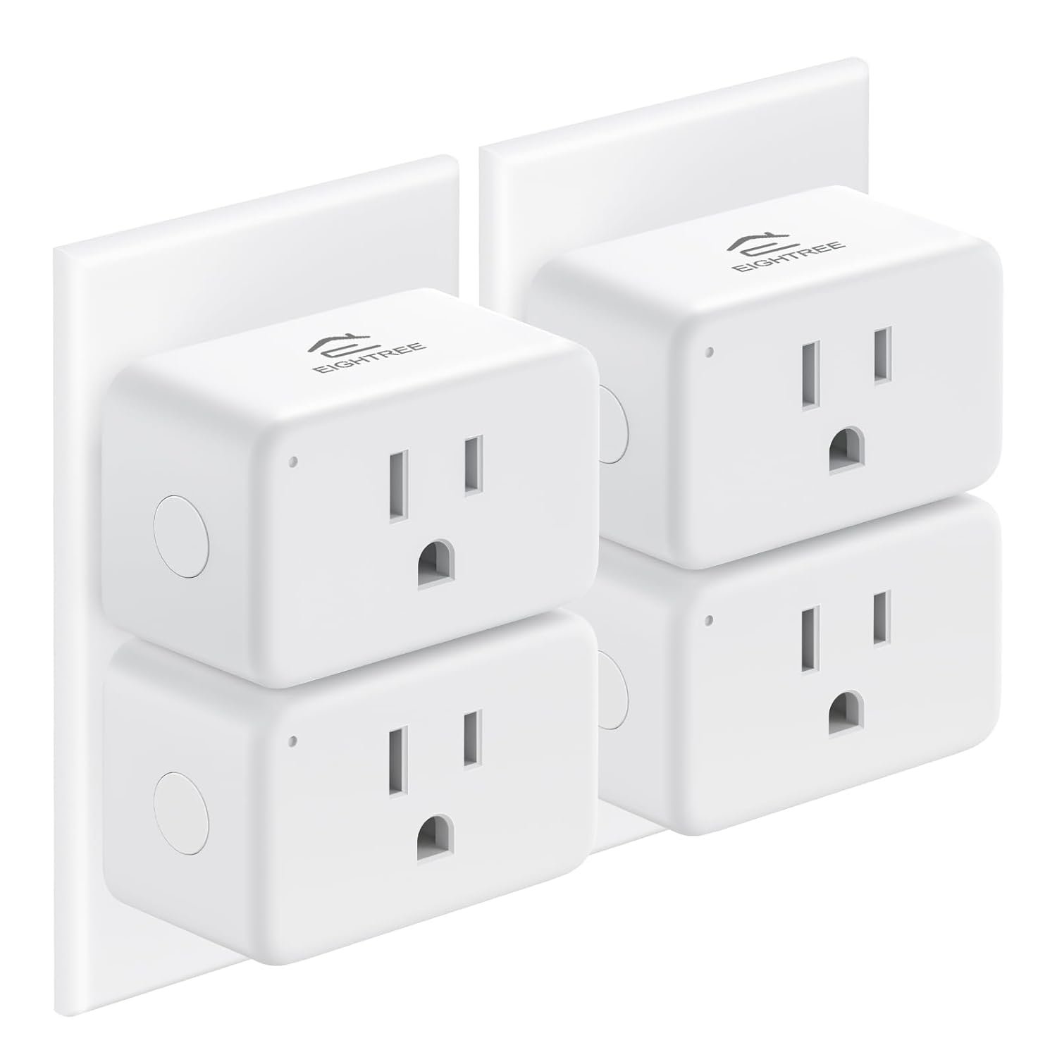 EIGHTREE Smart Plug 15A, Smart Plugs That Compatible with Alexa & Google Home & SmartThings, No Hub Required, Smart Outlet with Remote Control, Timer & Schedule, 2.4GHz WiFi Only, 4 Packs