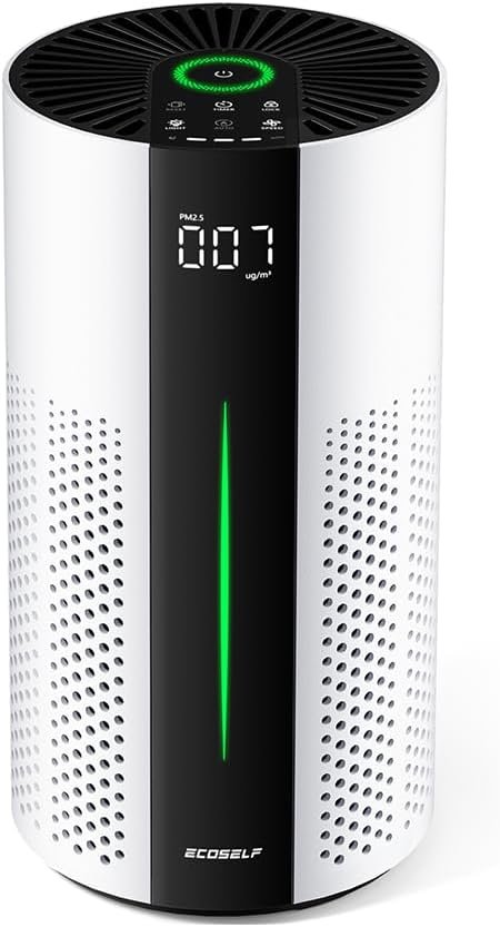 ECOSELF Air Purifiers for Home Large Room up to 1800 Ft², Air Purifiers for Bedroom 360° Air Intake with Smart Auto Mode, HEPA Air Purifier, Air Cleaner for Smoke PoIIen Pet Dander, HAP609