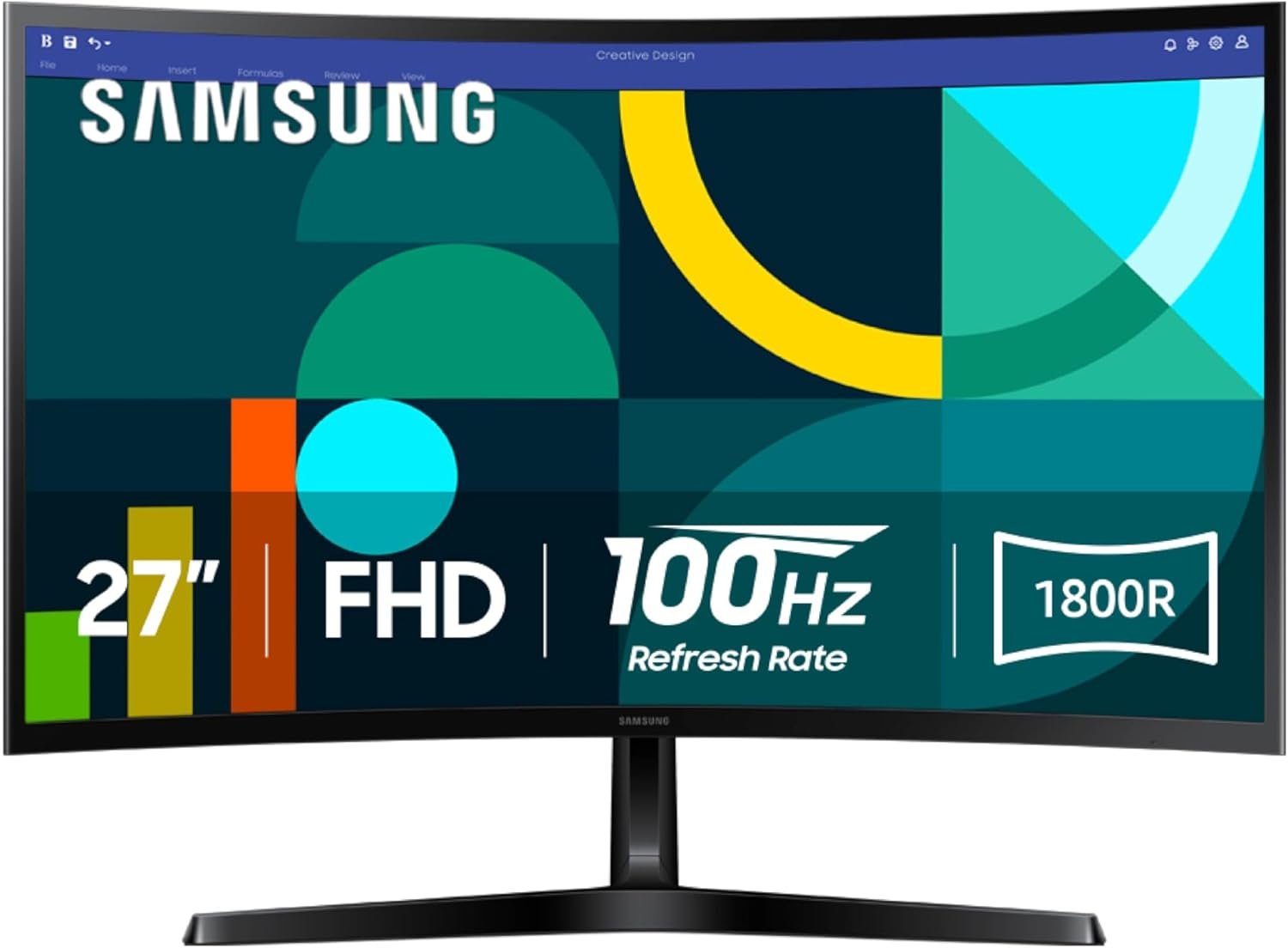 Samsung 27″ Essential S3 (S36GD) Series FHD 1800R Curved Computer Monitor, 100Hz, Game Mode, Advanced Eye Comfort, HDMI and D-sub Ports, LS27D366GANXZA, 2024