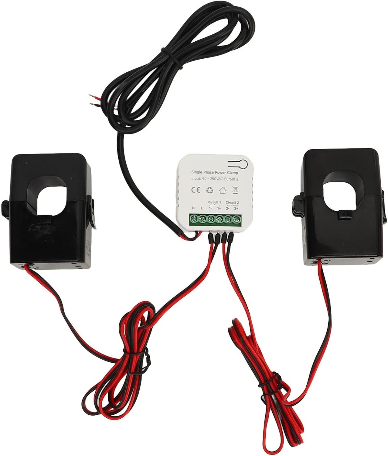 Single Phase Smart Power Meter Consumption Monitor Electricity Meter with 2 200ACT Current Transformer 90‑250VAC