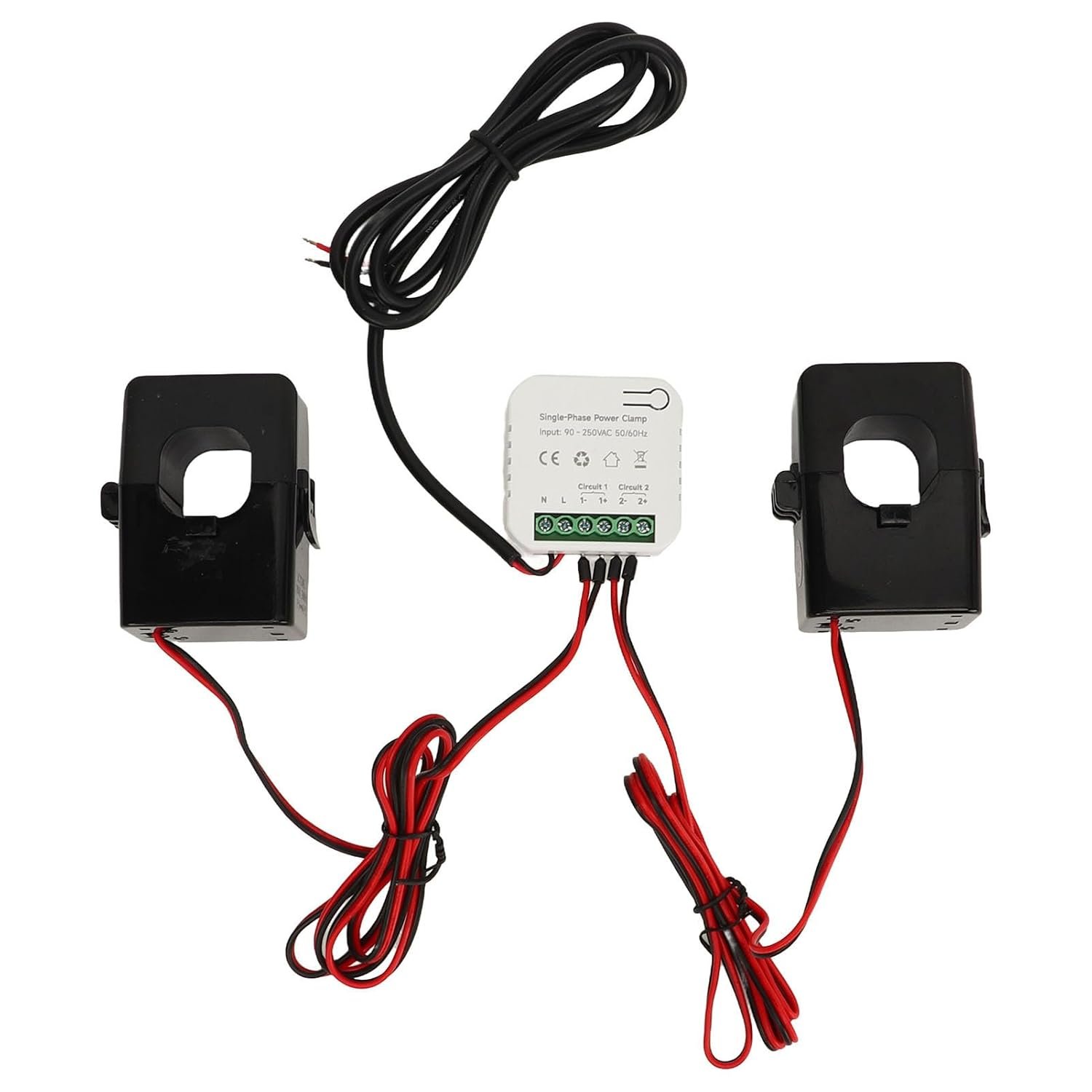 Smart Energy Monitor Single Phase Clamp Electricity Meter with 2 200ACT Current Transformer 90‑250VAC