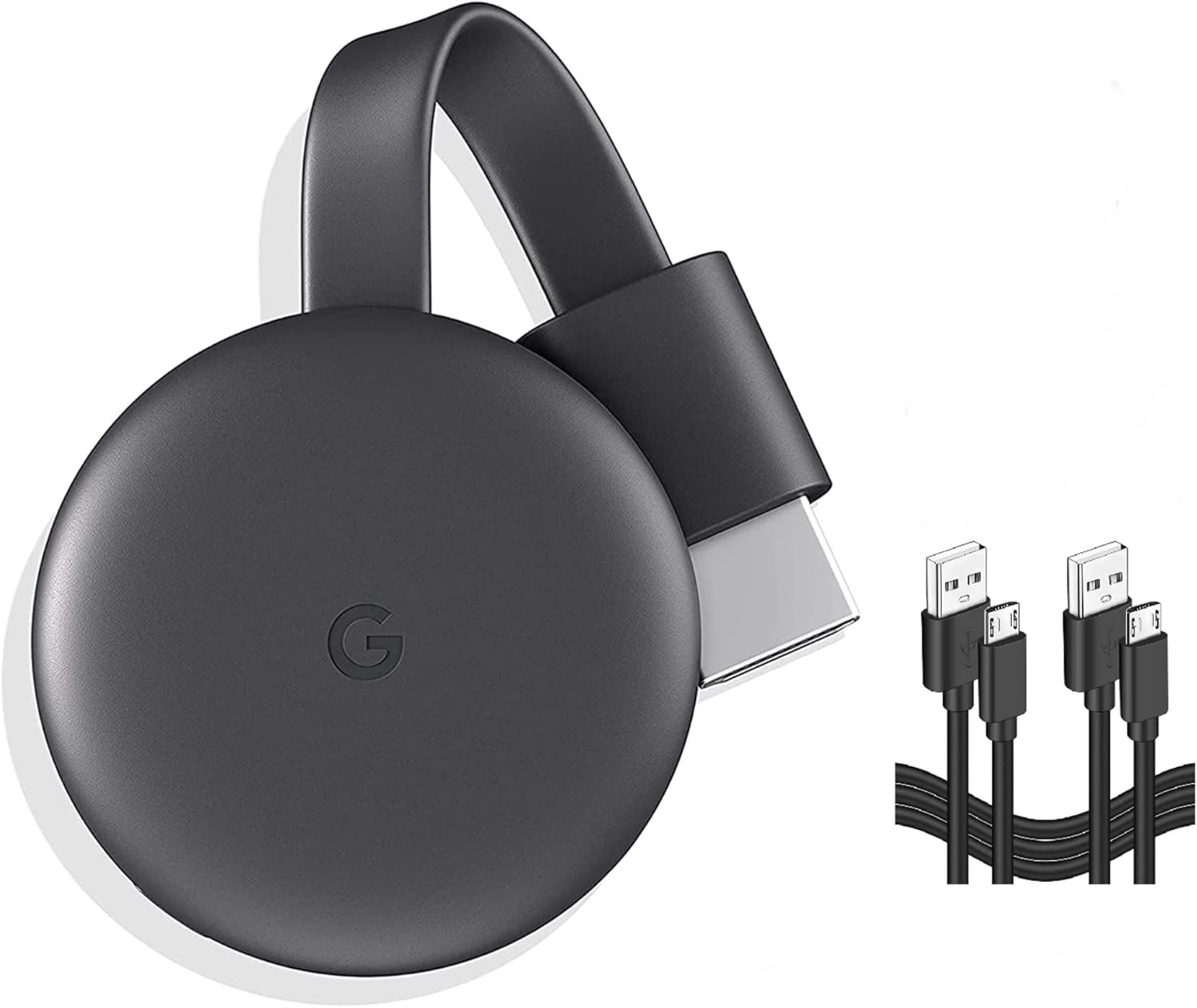 Google Chromecast – Streaming Device with HDMI Cable – Stream Shows, Music, Photos, and Sports from Your Phone to Your TV with Extra Cable- Charcoal