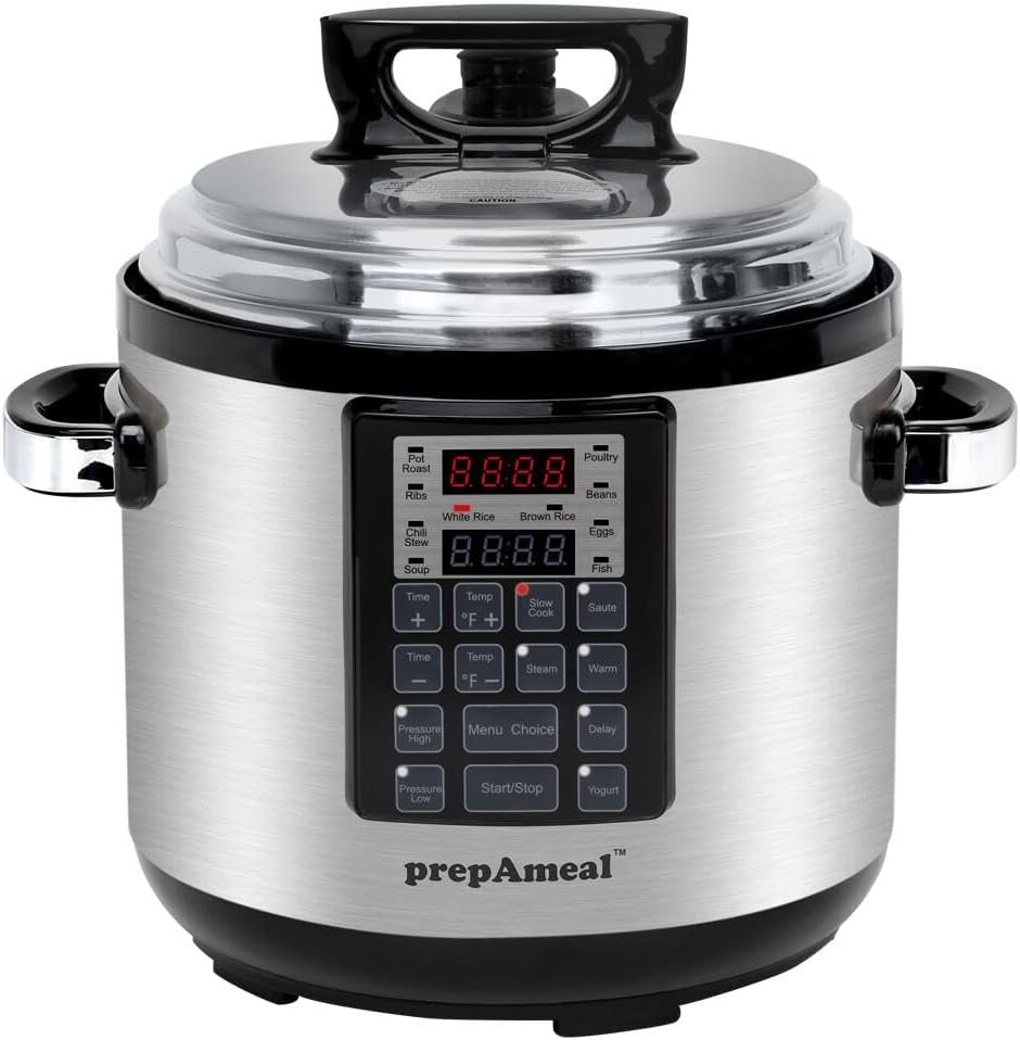 prepAmeal 9-in-1 Electric Pressure Cooker 6QT Multi-Functional Programmable Non-Stick Pot, Slow Cooker, Rice, Steamer, Sauté, Yogurt Maker, Warmer, 6 Quart