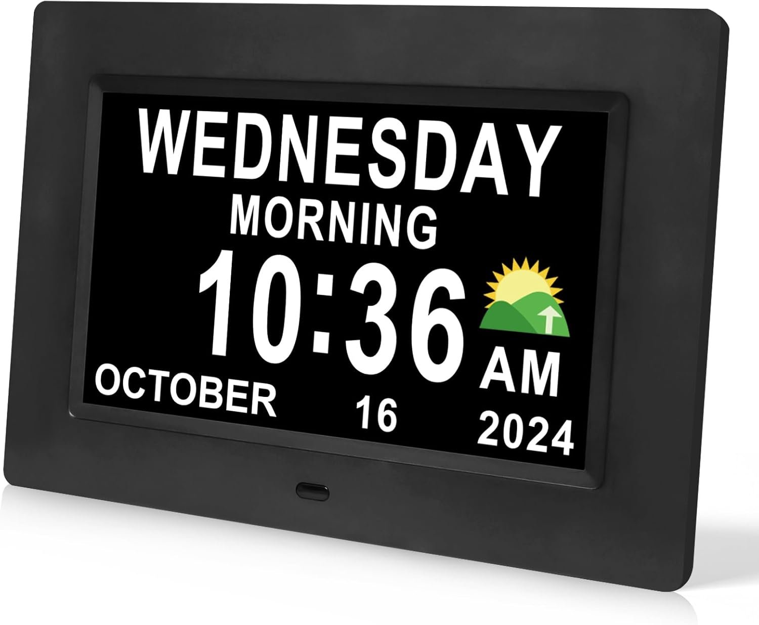 Digital Calendar Dementia Alarm Clock with Day and Date for Elderly – 15 Alarms 5 Colors Display Large Display Alzheimers Clock Large Digital Clock for Seniors (7in Black)