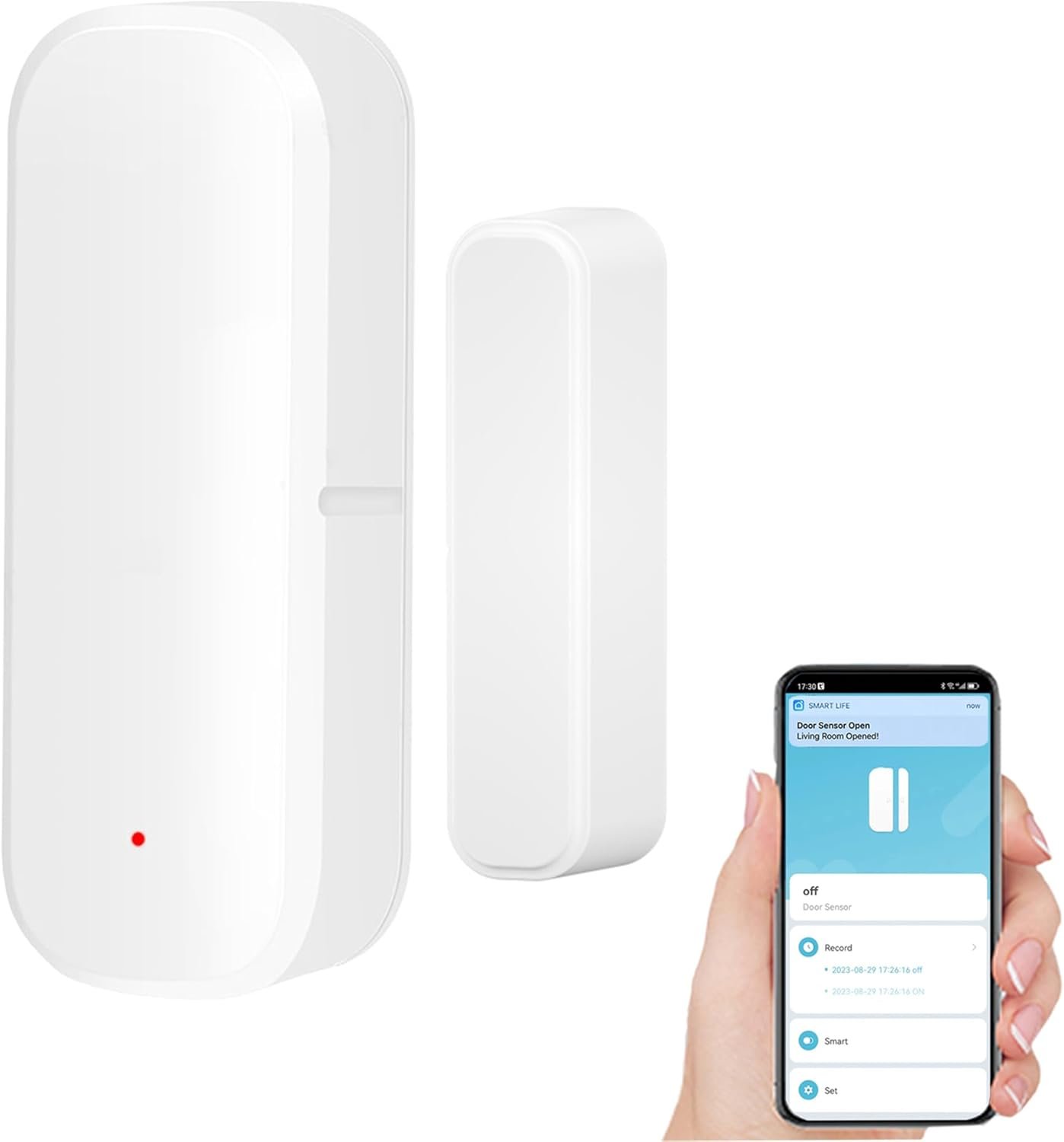 Smart WiFi Door Sensor: Wireless Window Sensor with App Notification Alert, Tuya Door Open Contact Sensor for Home Security, No Hub Required, Compatible with Alexa Google Assistant