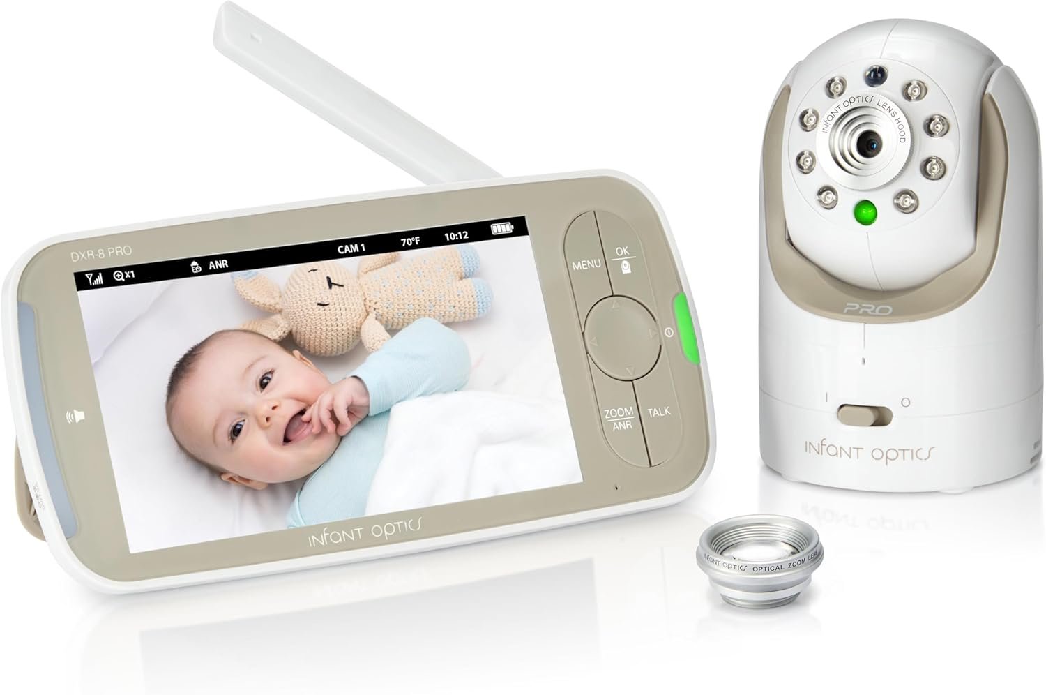 Infant Optics DXR-8 PRO Video Baby Monitor, 720P HD Resolution 5″ Display, Patented A.N.R. (Active Noise Reduction), No WiFi, Pan Tilt Zoom, and Interchangeable Lenses