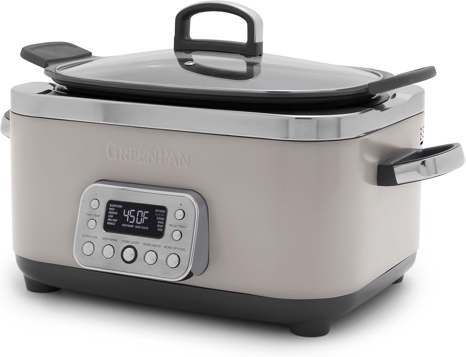 GreenPan Elite 14-in-1 Programmable 6QT Electric Slow Cooker, Dishwasher Safe Lid & Removable Crock, PFAS-Free Healthy Ceramic Nonstick Multi-Cooker, Sear, Sauté, Brown, Steam Basket, Roast, Clay