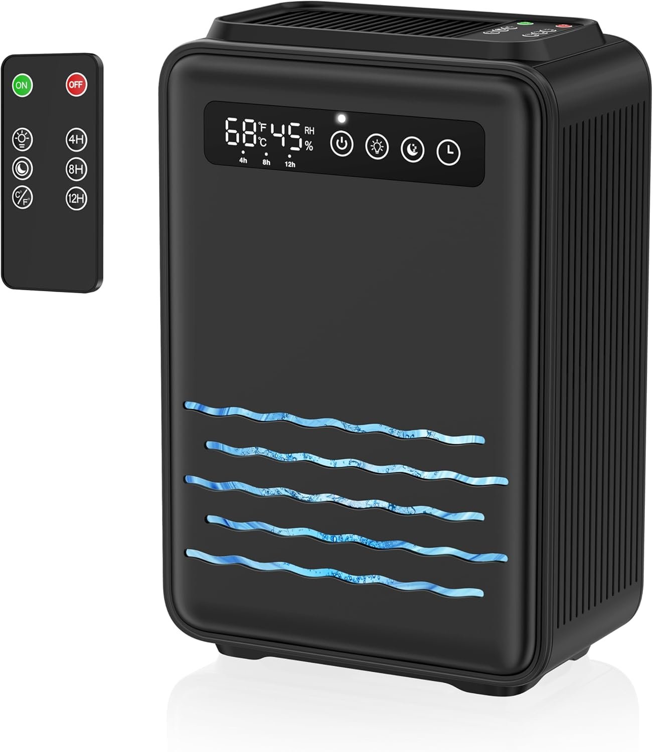 Updated Dehumidifier (Remote control) for Bedroom, 95 OZ Water Tank, 800 sq.ft Quiet Small Dehumidifiers for Basement Home Bathroom with Auto Shut Off, 7 Colors LED Light, Black
