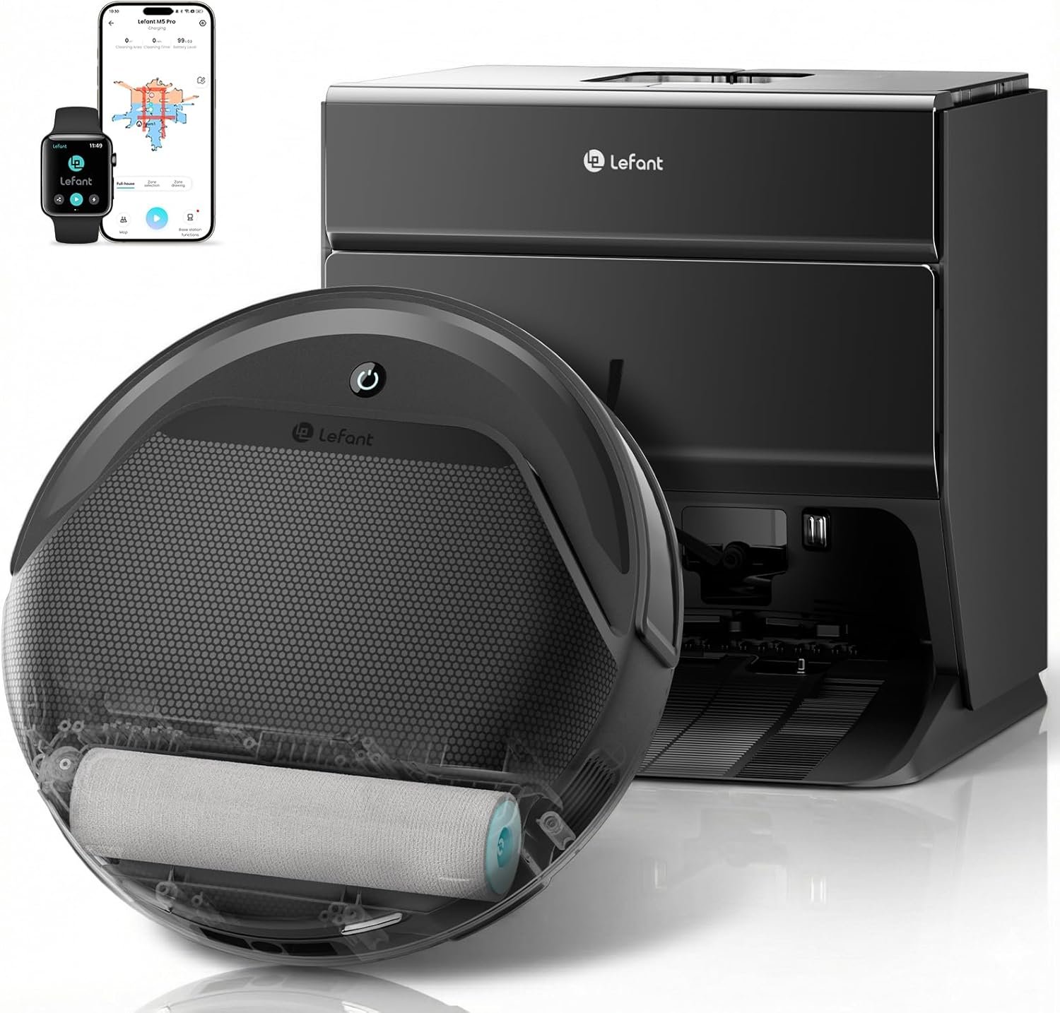 Lefant M5 Pro LiDAR Robot Vacuum and Mop, 18000Pa Suction, Dual Zero-Tangle Design, PSD 2.0 Smart Obstacle Avoidance, All-in-One Robot Vacuum 120 Day Self-Emptying, Auto Mop Washing, Drying&Refilling