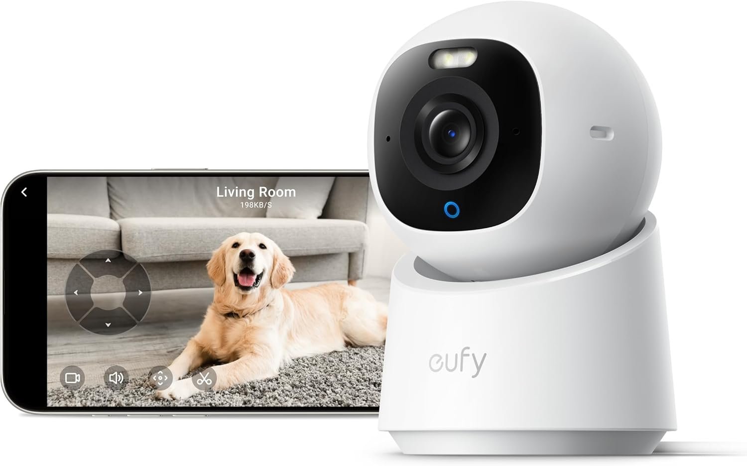 eufy Security Indoor Camera E30, Latest Generation, 4K UHD Security Camera, Pet/Dog/Baby Camera with Phone app, Color Night Vision, Human/Pet Auto Tracking, 360° Coverage, Works with Homekit, White