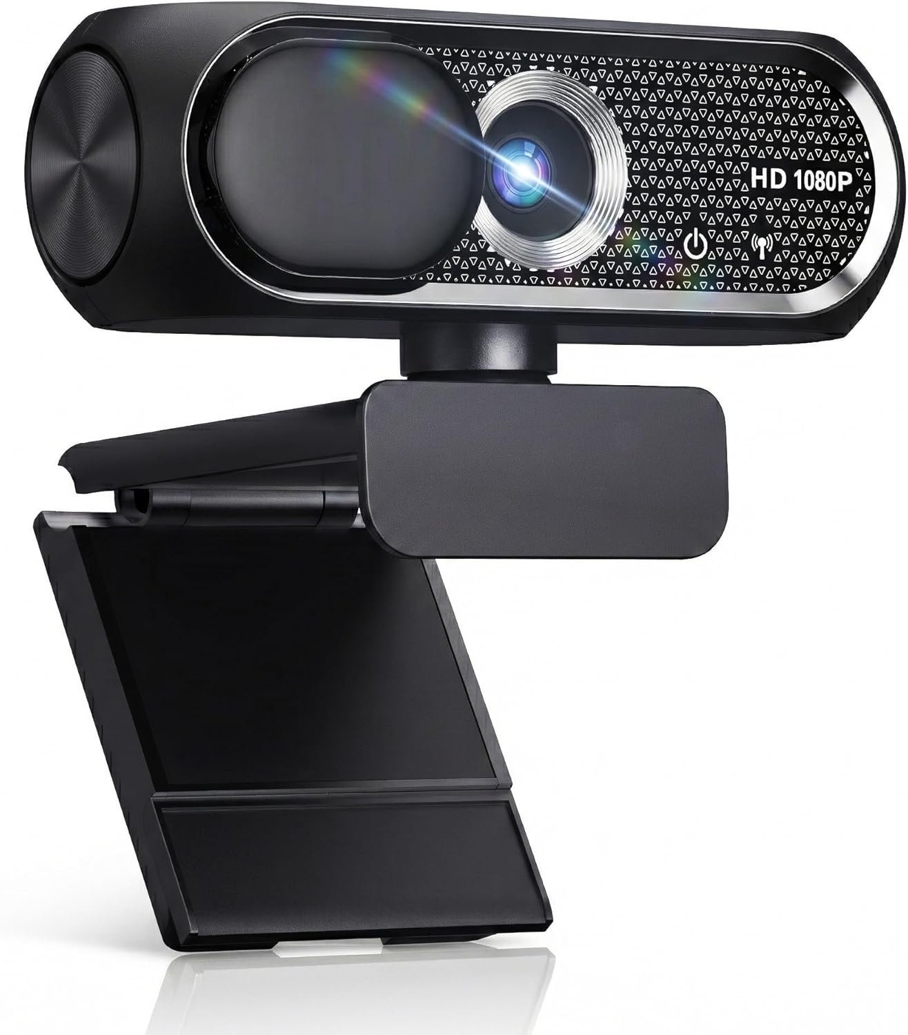 1080P Webcam with Microphone, Noise Cancellation, Privacy Cover, Wide-Angle Lens, Auto Light Correction, Plug & Play USB Webcam for Laptop, Desktop, PC, Mac, Zoom, Skype, Streaming