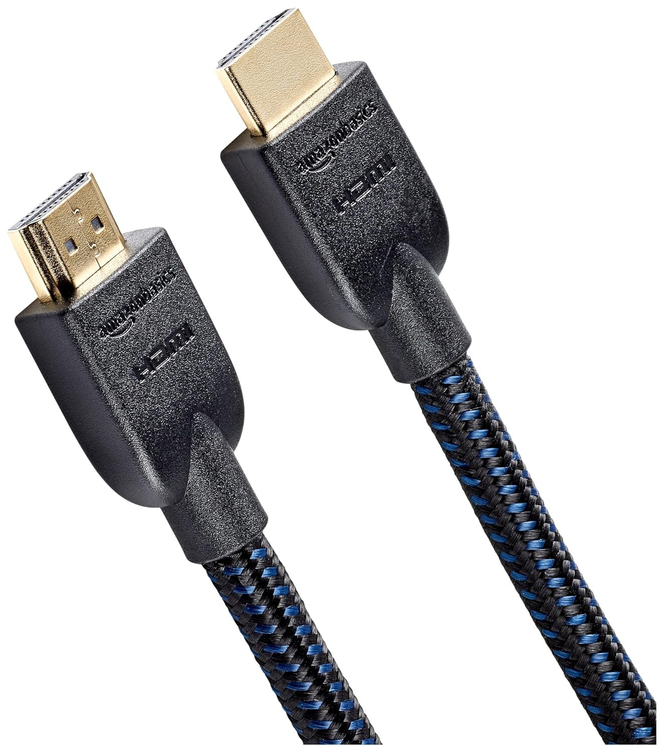 Amazon Basics HDMI Cable 15ft, 4K HDMI 2.0 Cord (18Gbps), Nylon-Braided, 4K@60Hz, 2160p, 48 bit, Compatible with TV/PS5/Xbox/Roku, Black & Blue