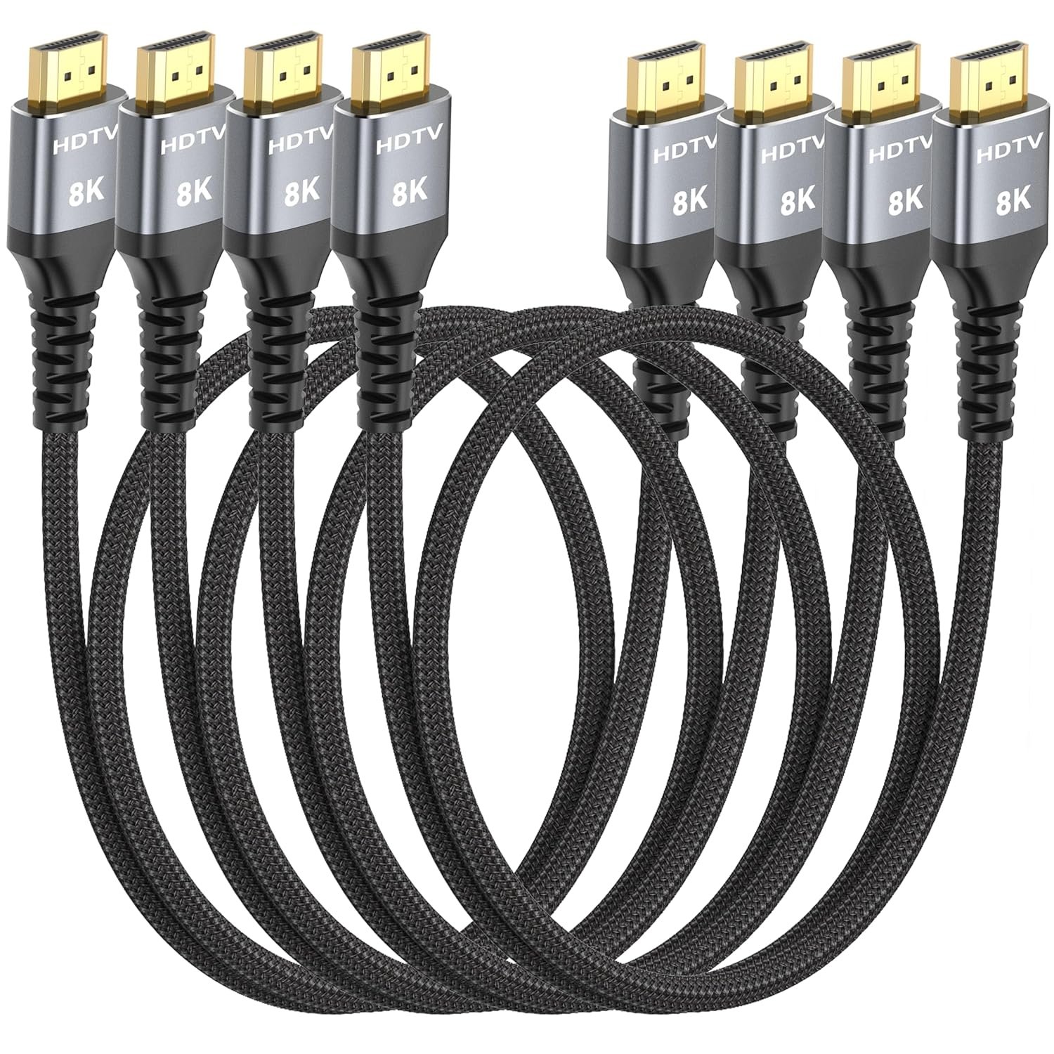 8K HDMI Cable 3FT 4-Pack, High Speed 48Gbps HDMI 2.1 Cord for Neat, Support HDR10+, SBTM, QMS, CEC, HDCP 2.3 for TV, Monitor, Computer, Laptop, HDMI Switch, HDMI Splitter, HUB, KVM, Projector