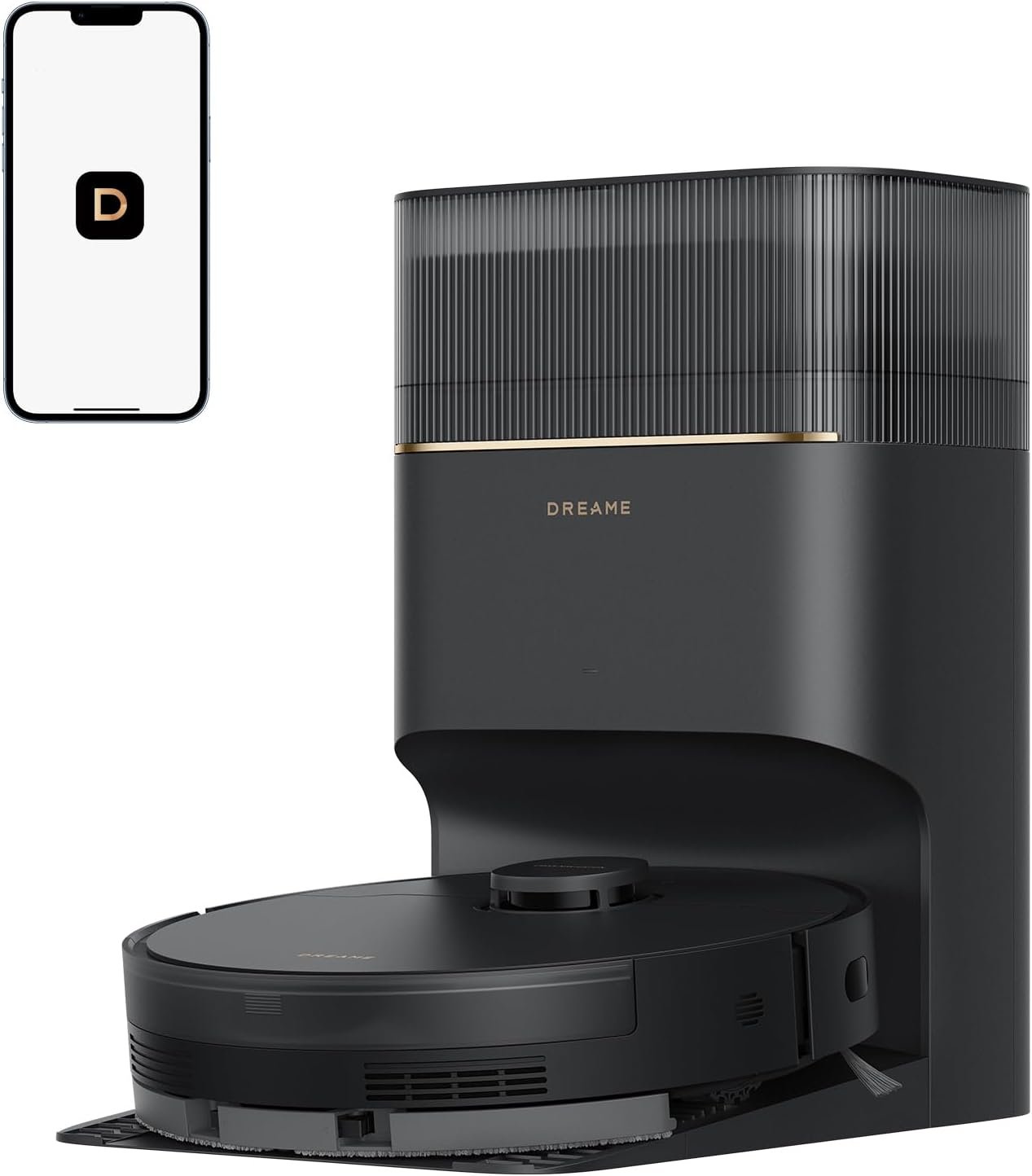 DREAME D20 Pro Plus Robot Vacuum, 13,000Pa Suction, DuoBrush for Pet Hair, Corner Cleaning, Self Emptying, LDS Navigation Laser Avoidance, Vacuum Mop, Hard Floors&Carpets (Black)