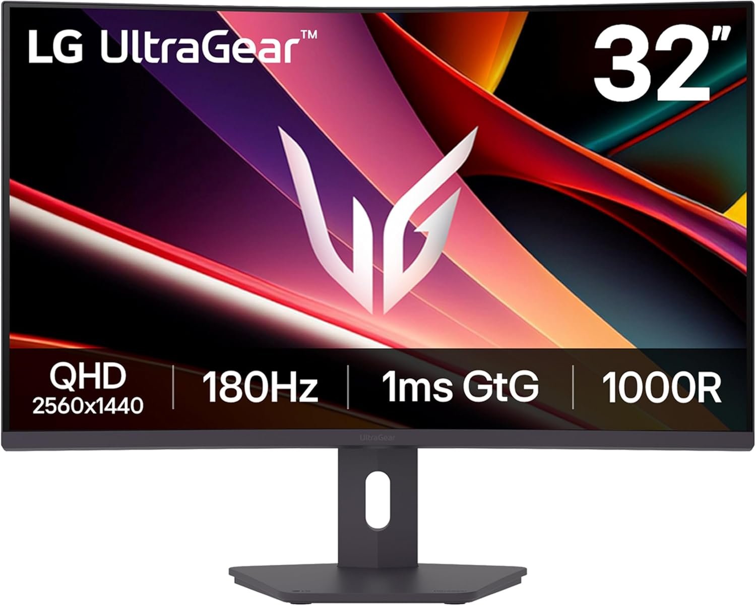 LG 32G600A-B 32-inch Ultragear QHD (2560 x 1440) Curved Gaming Monitor, 180Hz, 1ms, AMD FreeSync, HDMI, DisplayPort, Tilt/Height/Swivel Adjustable Stand, Black
