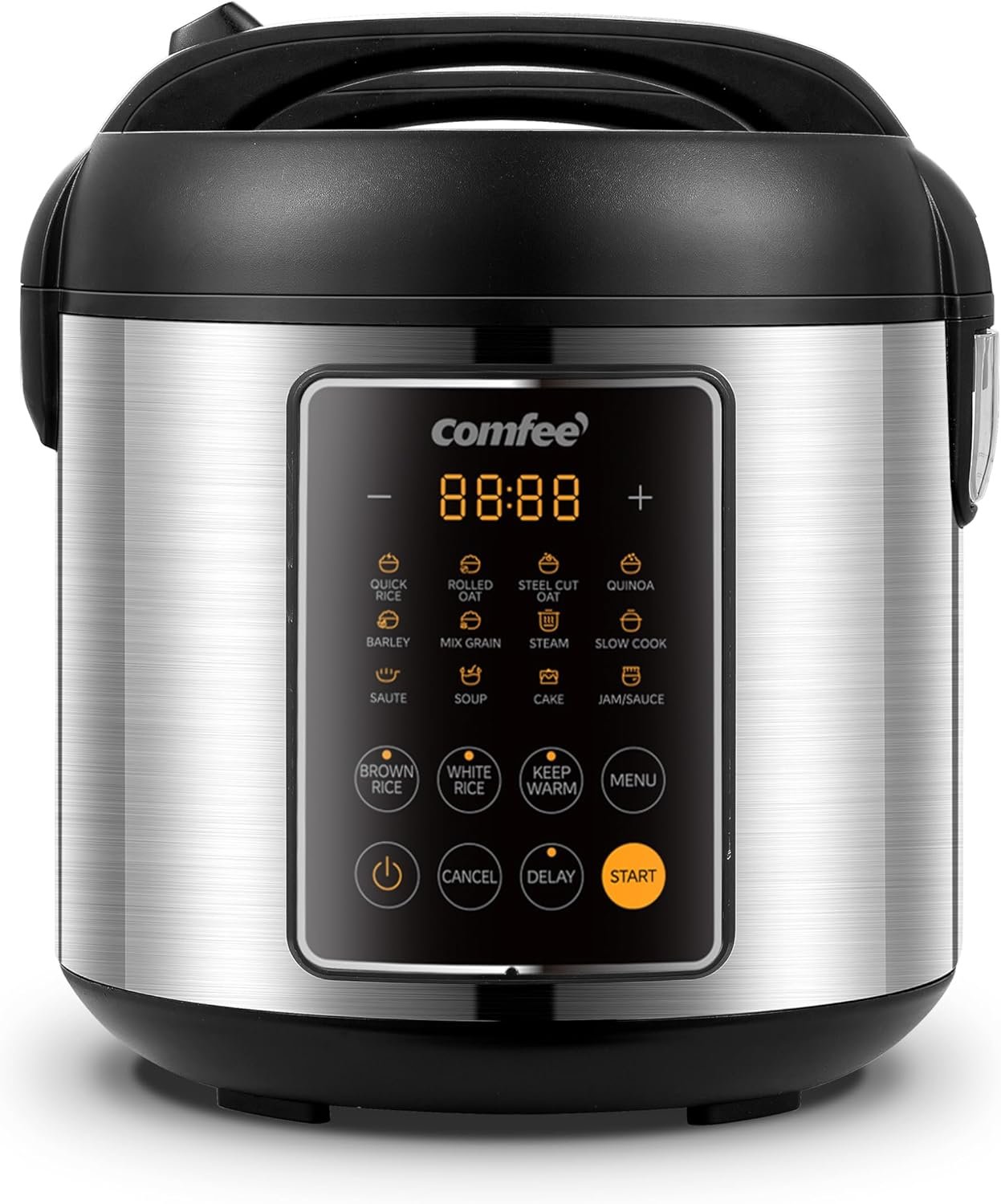 COMFEE’ Rice Cooker, 14-in-1 Stainless Steel Multi Cooker, Slow Cooker, Steamer, Sauté, and Warmer, 5.3 QT, 20 Cups Cooked (10 Cups Uncooked), Brown Rice, Quinoa and Oatmeal