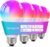 Matter Smart Light Bulbs, Color Changing Light Bulb, hub Required, A19 60W,2.4Ghz WiFi only,Compatible with Alexa Google Assistant, Apple Home,16 Million Colors RGBCW 800 Lumens,4 Packs